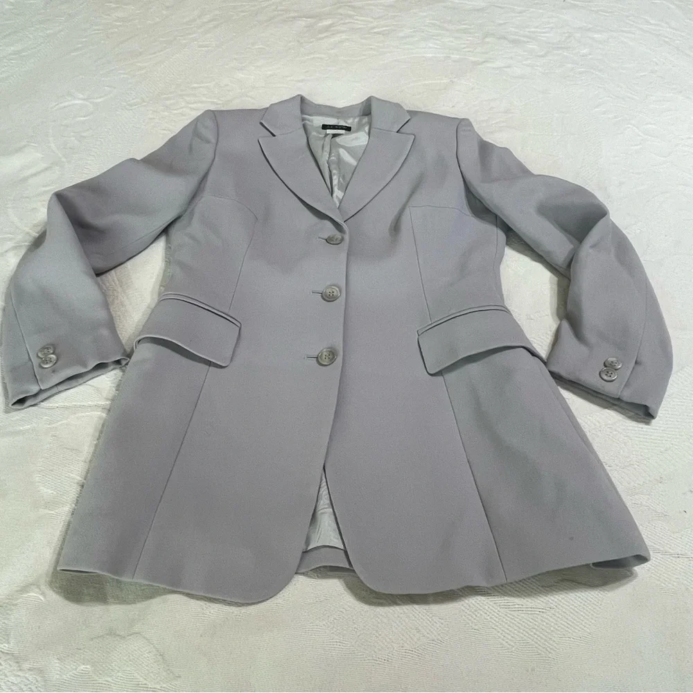 J Crew Womens Blue Gray Wool Three Button Classic Blazer‎ Jacket